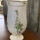 White and green porcelain vase from Holhaza, Hungary, 1980s, floral pattern and gold trim.