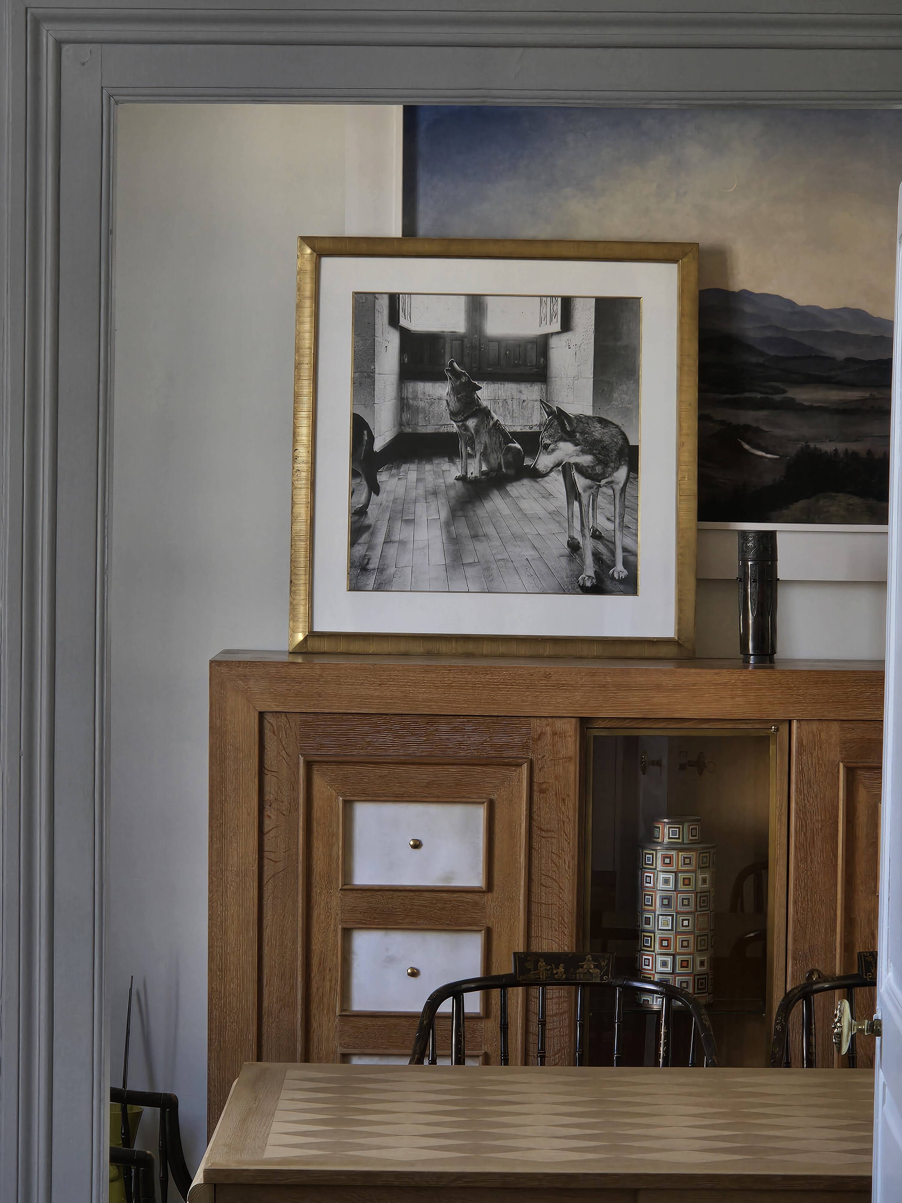 original vintage silver print "wolves"