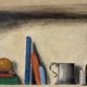 “The Bookshelf” London shelves by R Steed, oil on panel