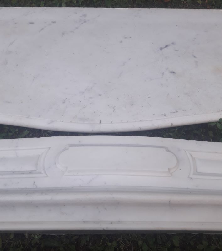 Fireplace XIX ° marble louis XV style with narrowed and floor slabs