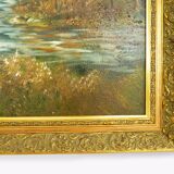 Great oil on canvas by Jeanne Piquemal. Ariegean painter. Year 50 70