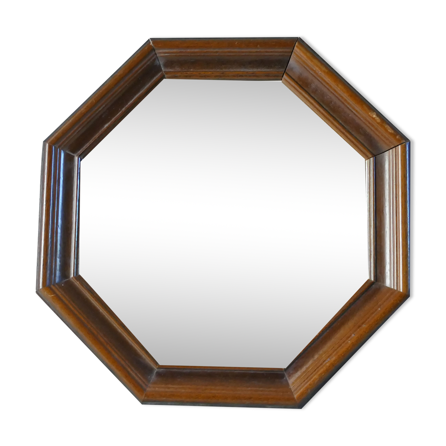 Vintage wooden mirror octagonal shape