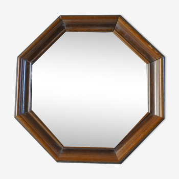 Miroir vintage en bois forme octogonale