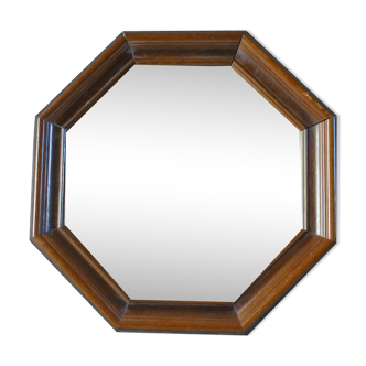 Miroir vintage en bois forme octogonale
