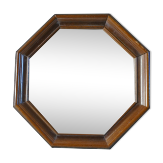 Vintage wooden mirror octagonal shape