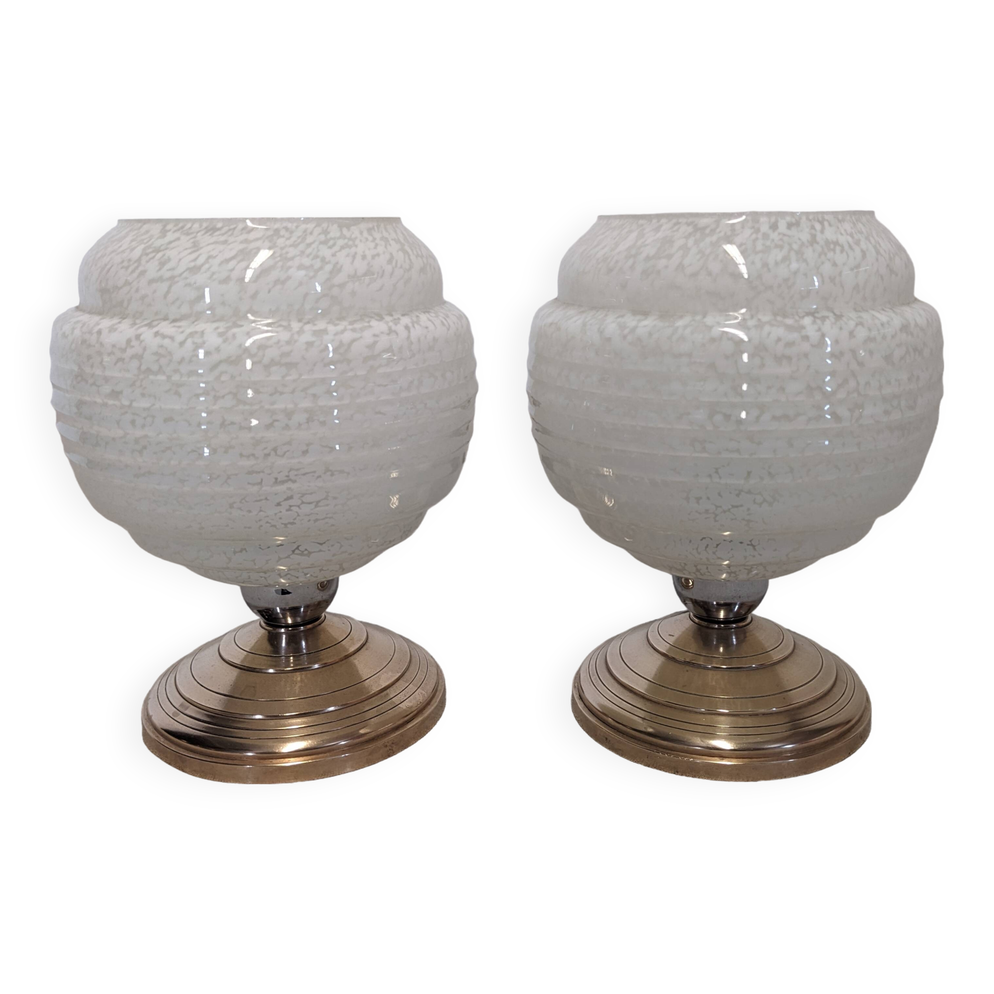 Pair of Art Deco style bedside or mood lamps