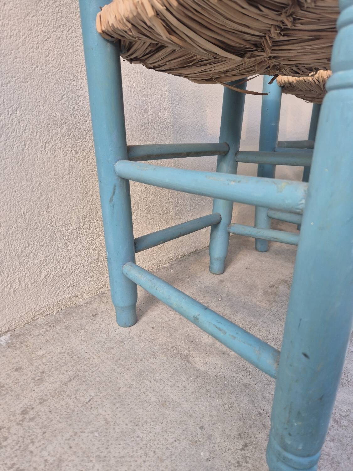 Set of 4 Provencal style straw chairs, old country house