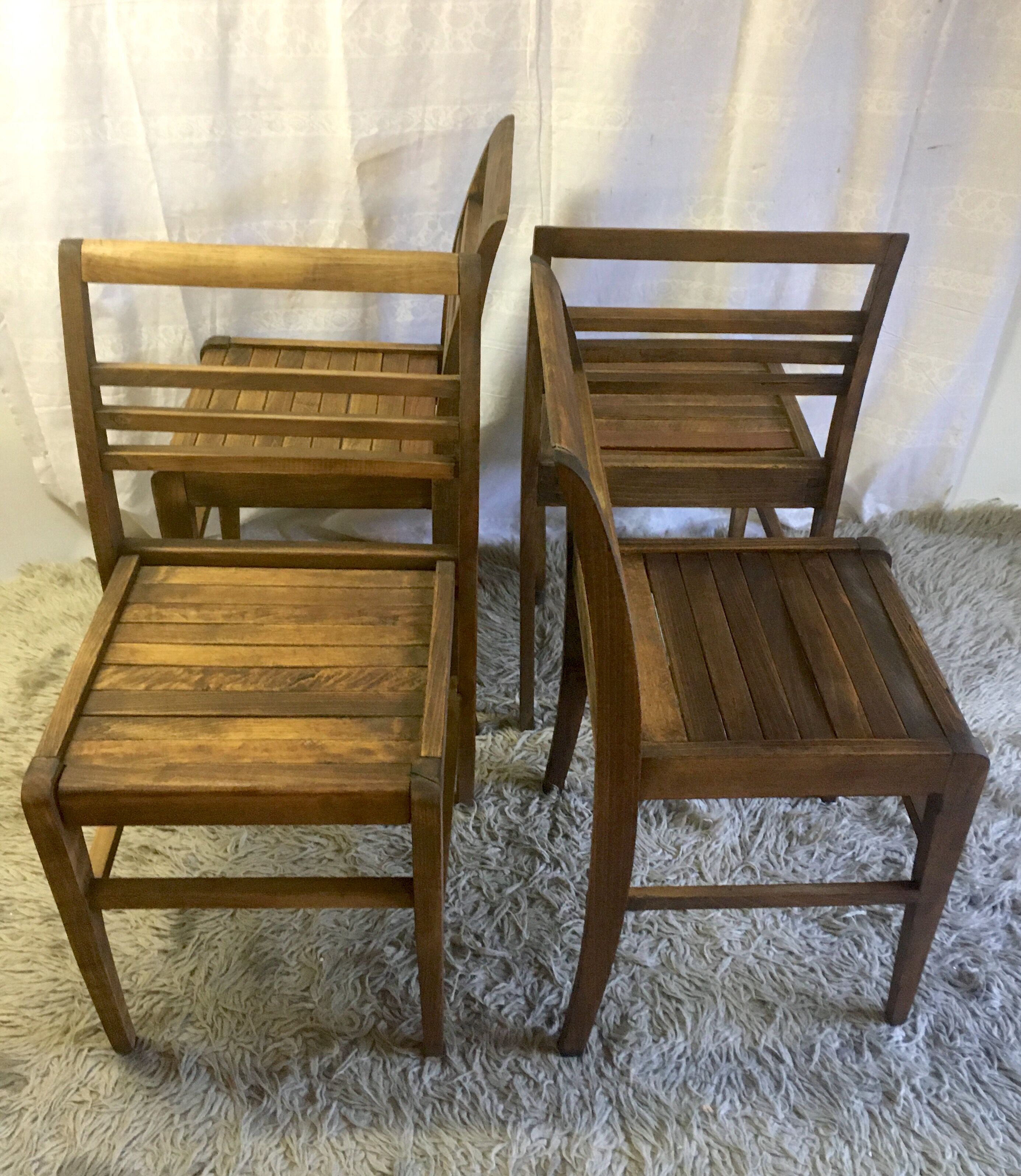 Series of 4 solid wooden chairs by René Gabriel 40/50