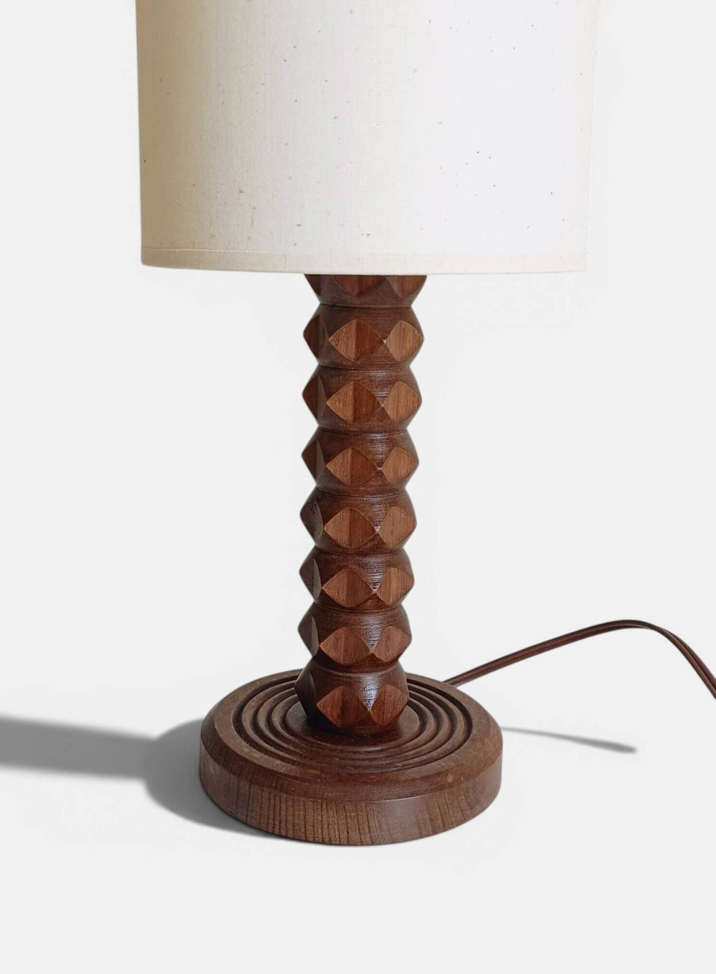Art Deco wooden table lamp by Charles Dudouyt, France, circa 1930s.