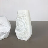 Set of 2 Original OP Art Biscuit Porcelain Vases by AK Kaiser, Germany, 1970s