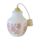 Suspension en opaline blanche et décor granité rose, années 60, vintage