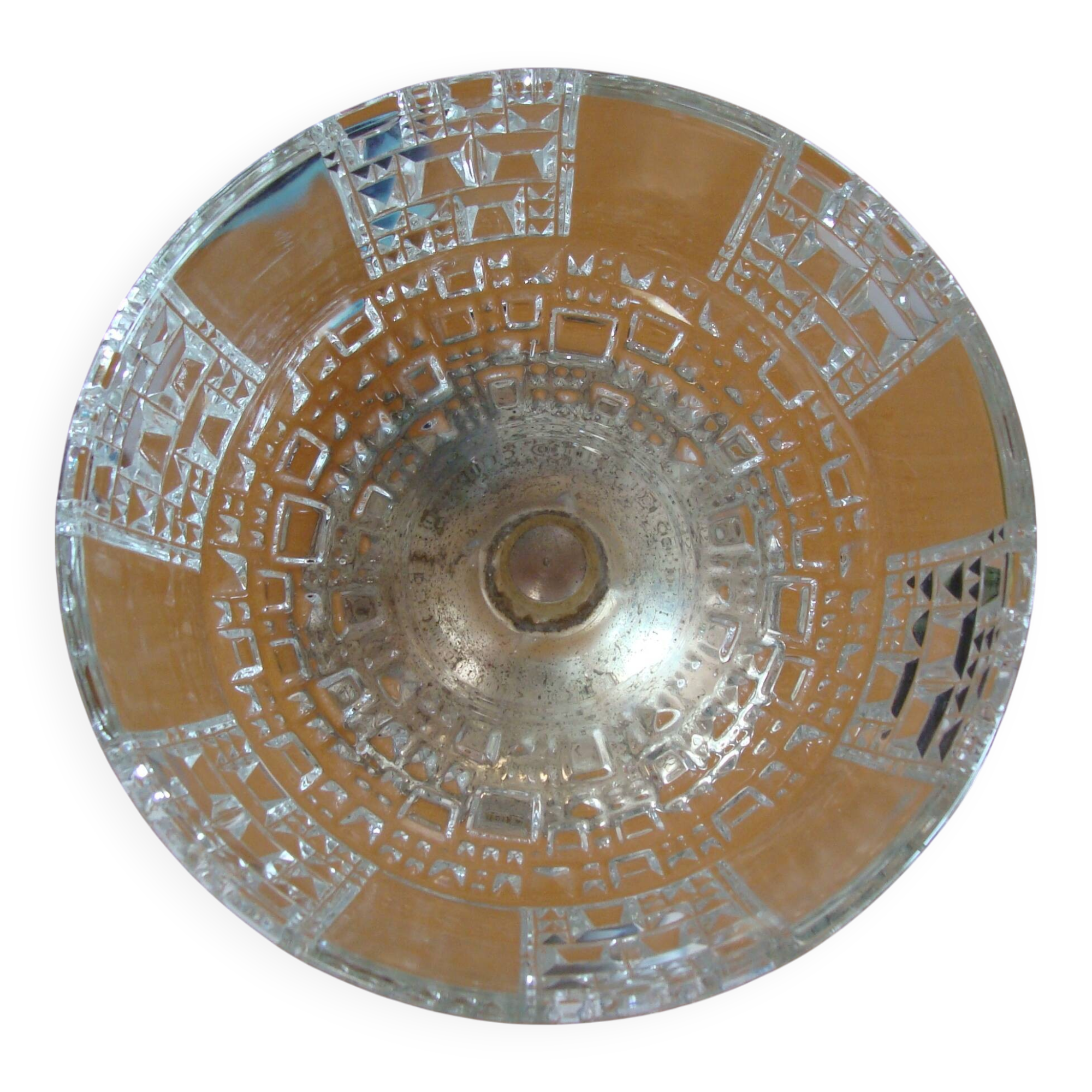 Art Deco crystal and metal fruit bowl