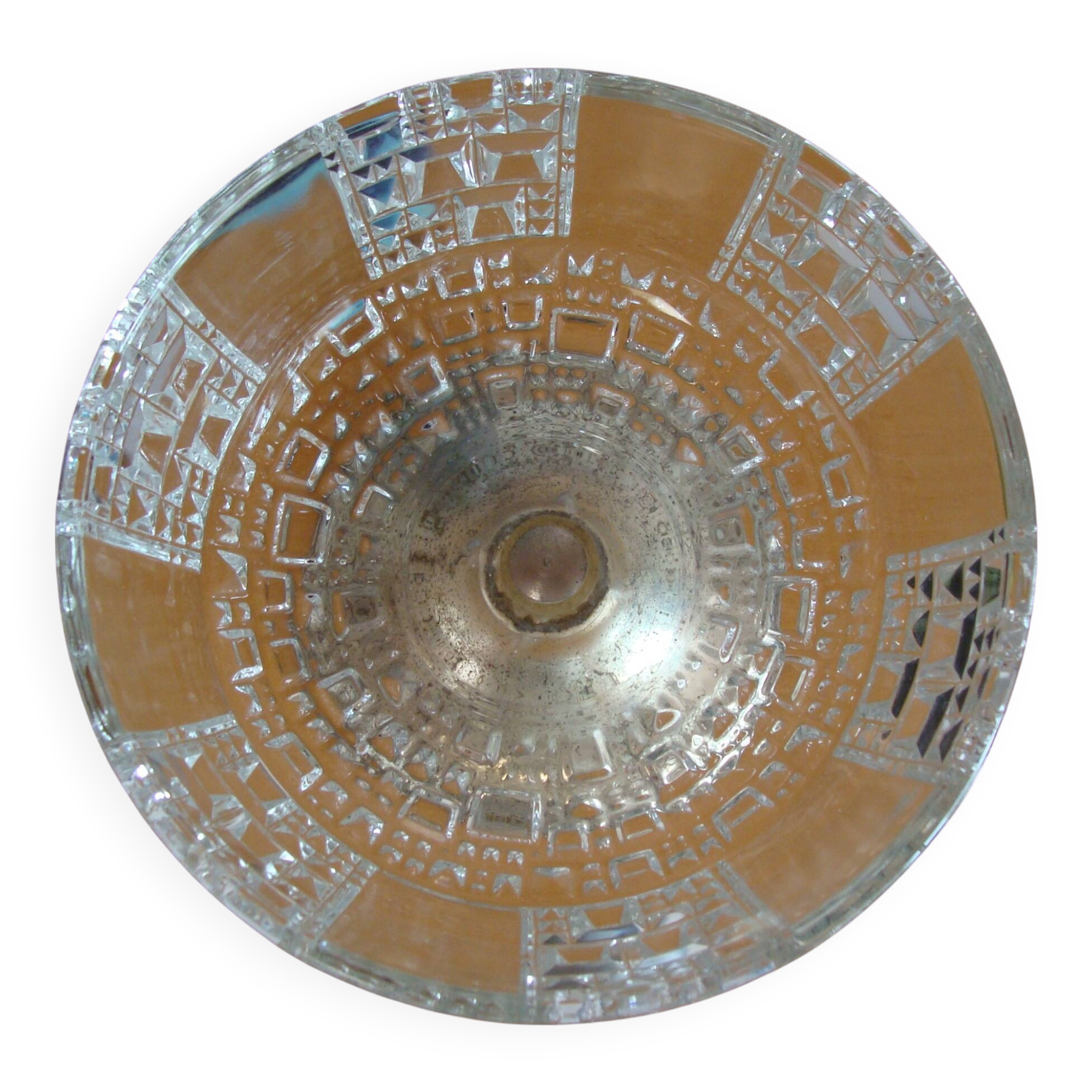 Art Deco crystal and metal fruit bowl