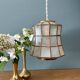 Vintage mother-of-pearl and brass lampshade pendant light