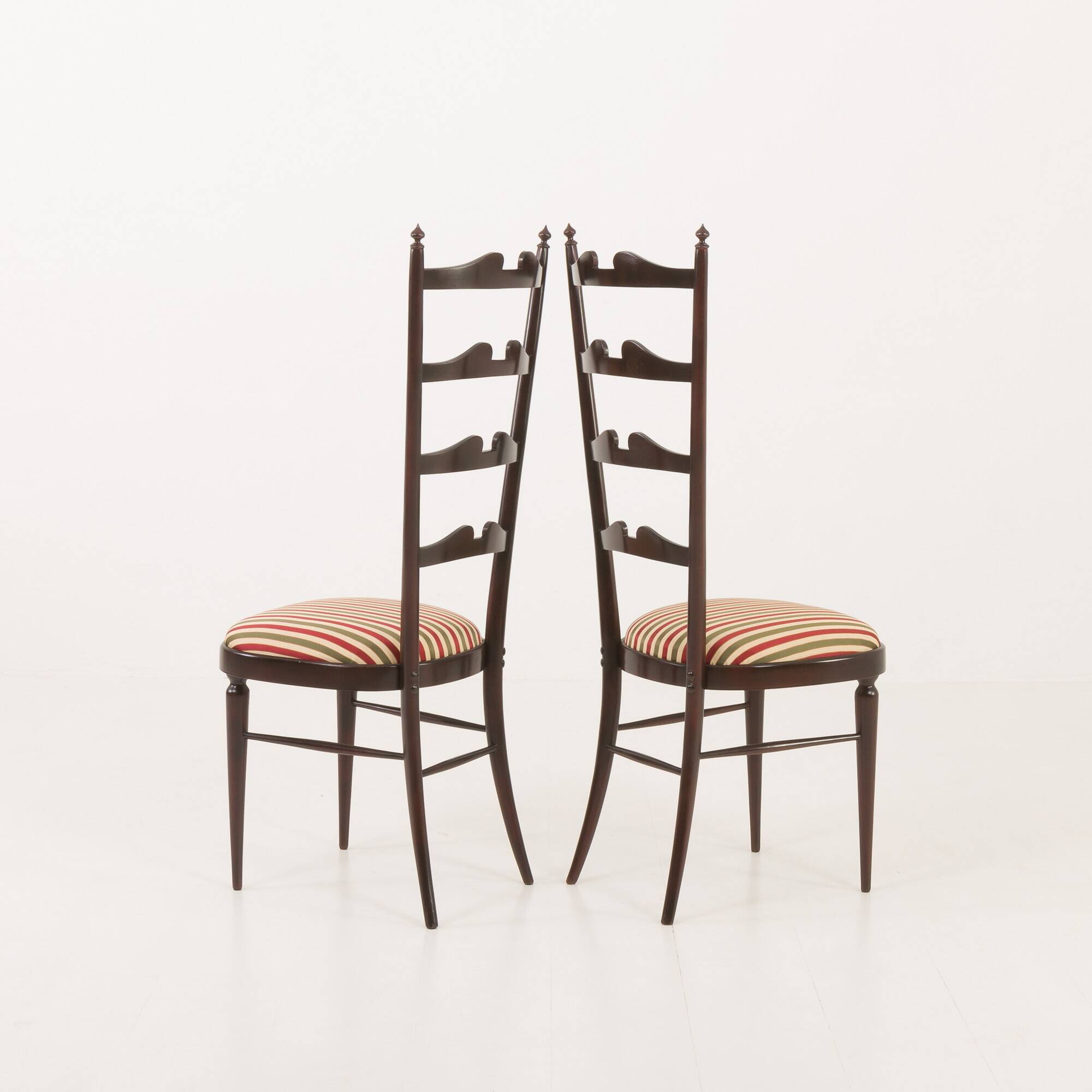 Set of two high ladder back Chiavari chairs attr. to Paolo Buffa, Italy