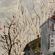 Tableau paysage représentant des maisons Coupet 1971