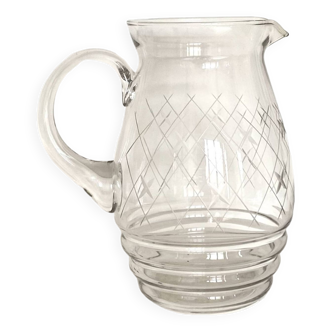 Pichet bistrot ancien en cristal taillé verre carafe pot à eau art de la table