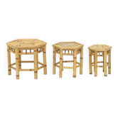 Rattan coffee tables with hexagonal tops, 1970s, set of 3.
