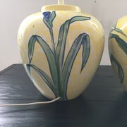 Paire de pieds de lampes italiennes décor iris