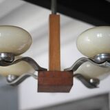 Art Deco suspension, 4-light chandelier with opaline globe, ceiling lamp.