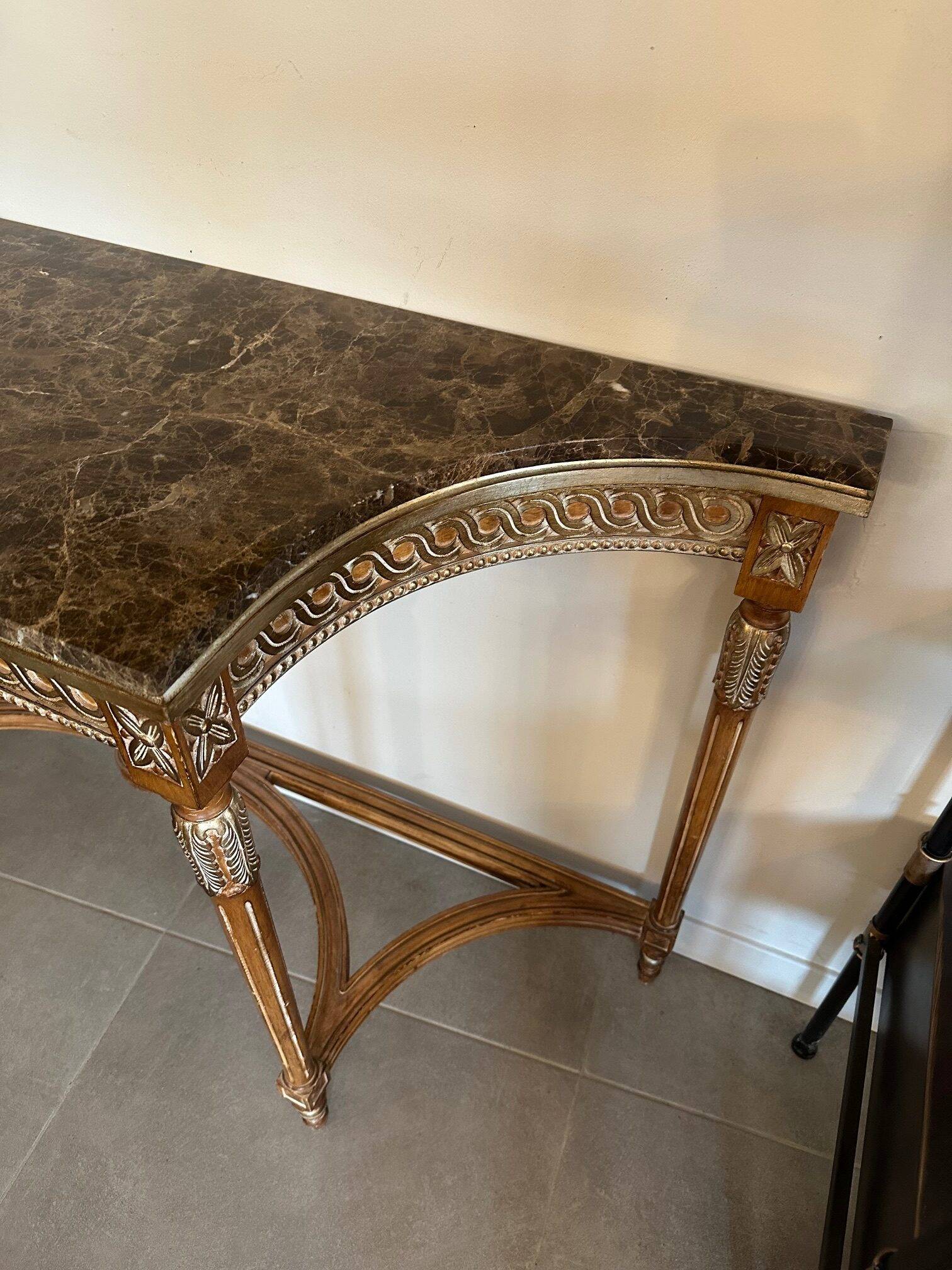 Marble and gilded wood console table