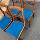 4 solid wood dining chairs with blue velvet fabric