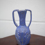 Vase in brutalist blue glazed terracotta 70