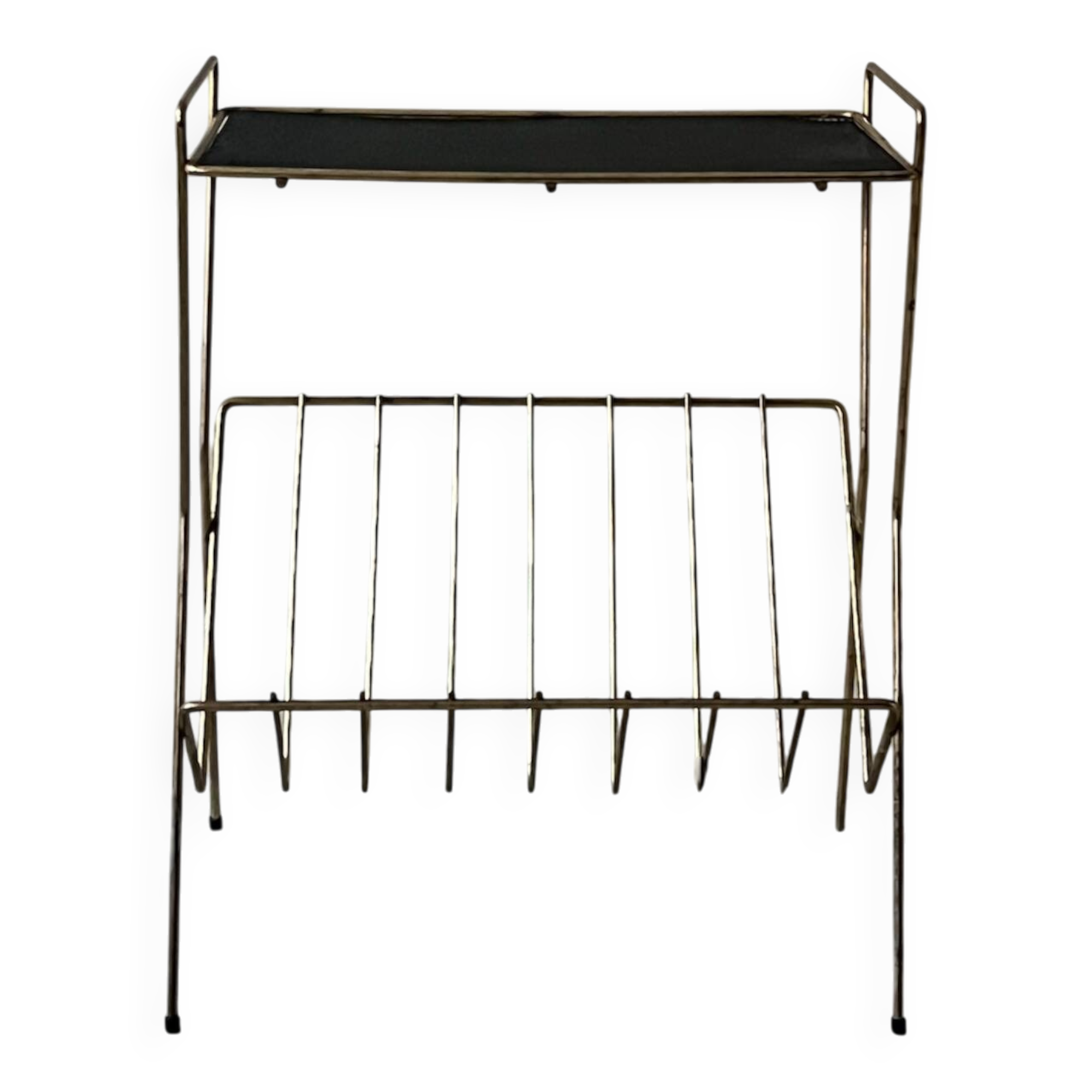 Side table - perforated metal magazine rack, designed by Matégot