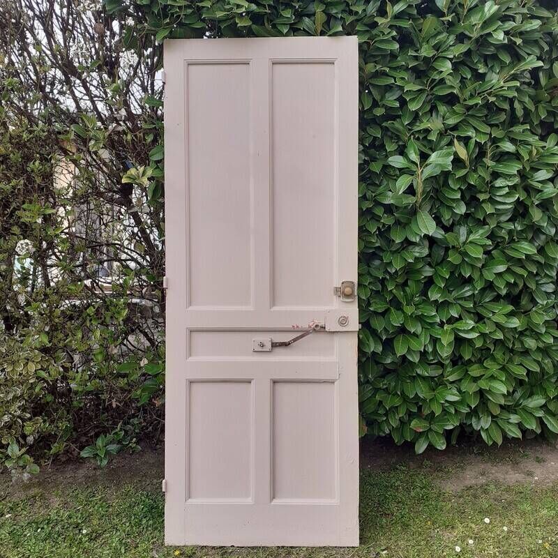 Old solid wood entrance door H225xW86cm right-hand push