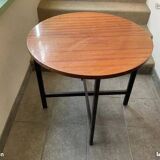 Table basse ronde noyer et acier