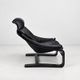 Kroken Armchair in Black Leather by Ake Fribytter for Roche Bobois