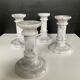 Set of 4 vintage Carrara marble candle holders