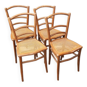 Série 4 ancienne chaises - bois bistrot