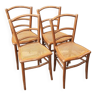 série 4 ancienne chaises bistrot bois assises cannées