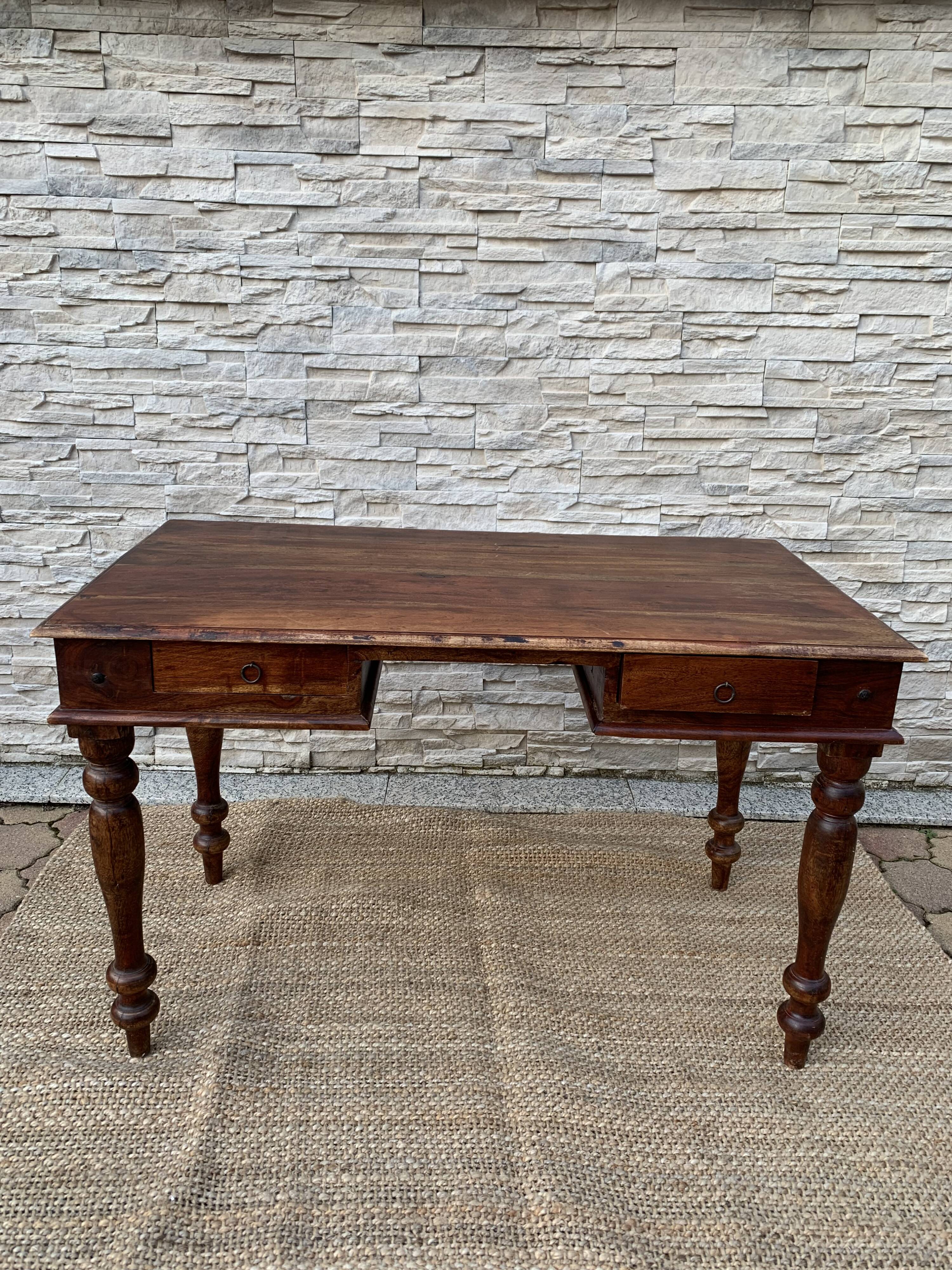 Office 2 drawers in wood acacia colonial style