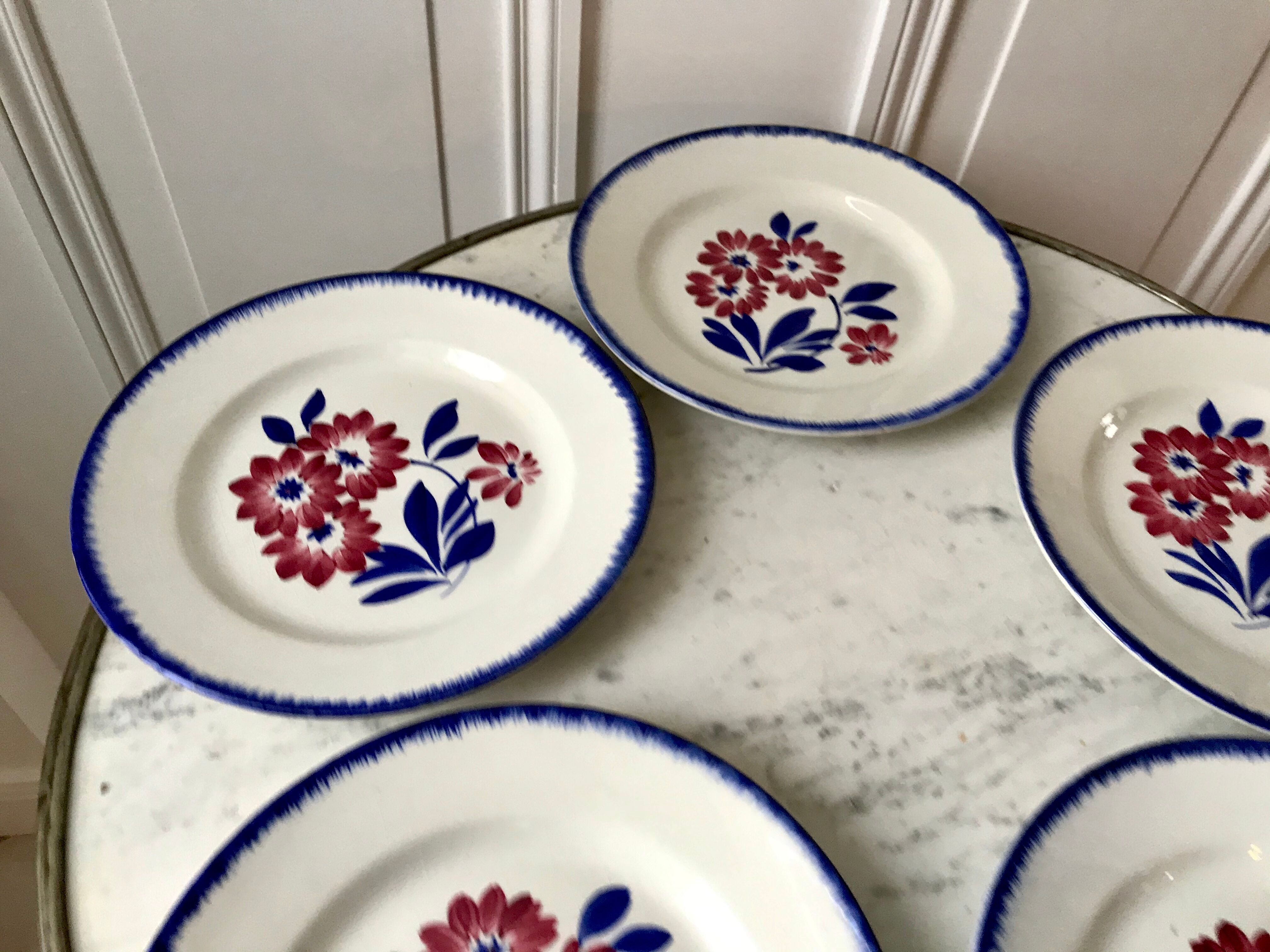 Set of 5 dessert plates gien model "cancale" 40s