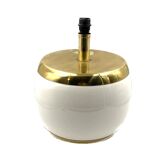 Monumental white ceramic and brass lamp base, italy 1970s