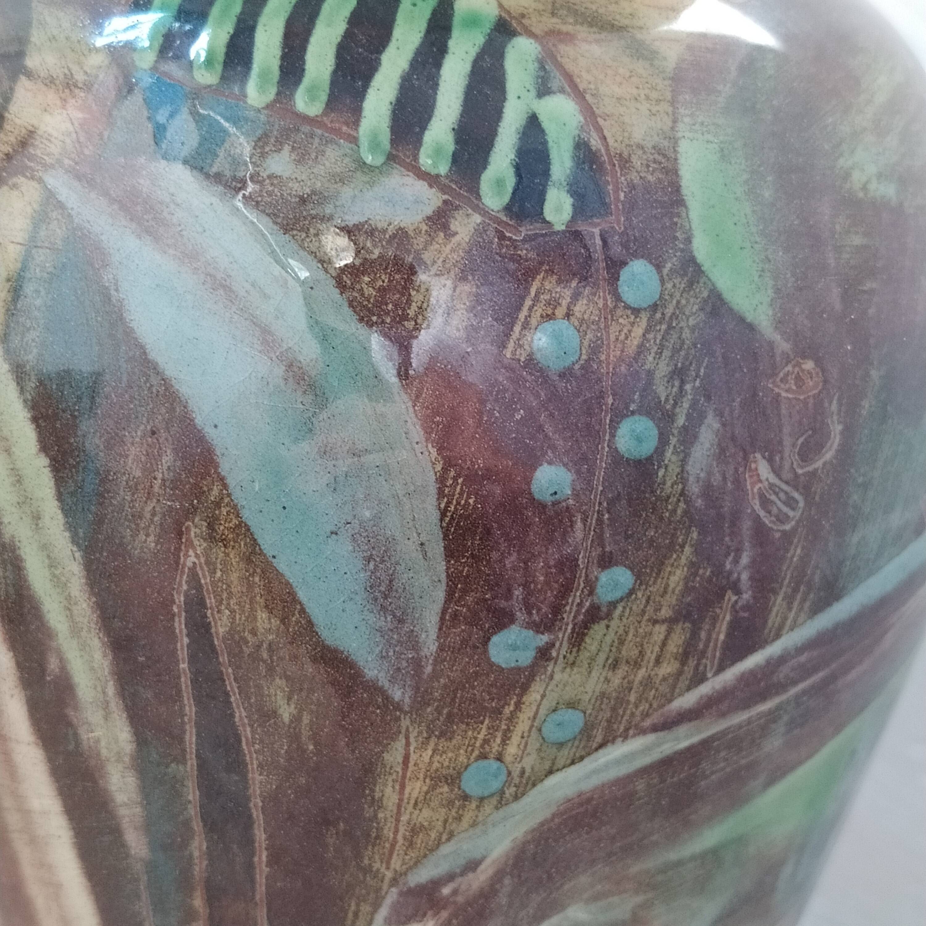 Large glazed mixed terracotta vase