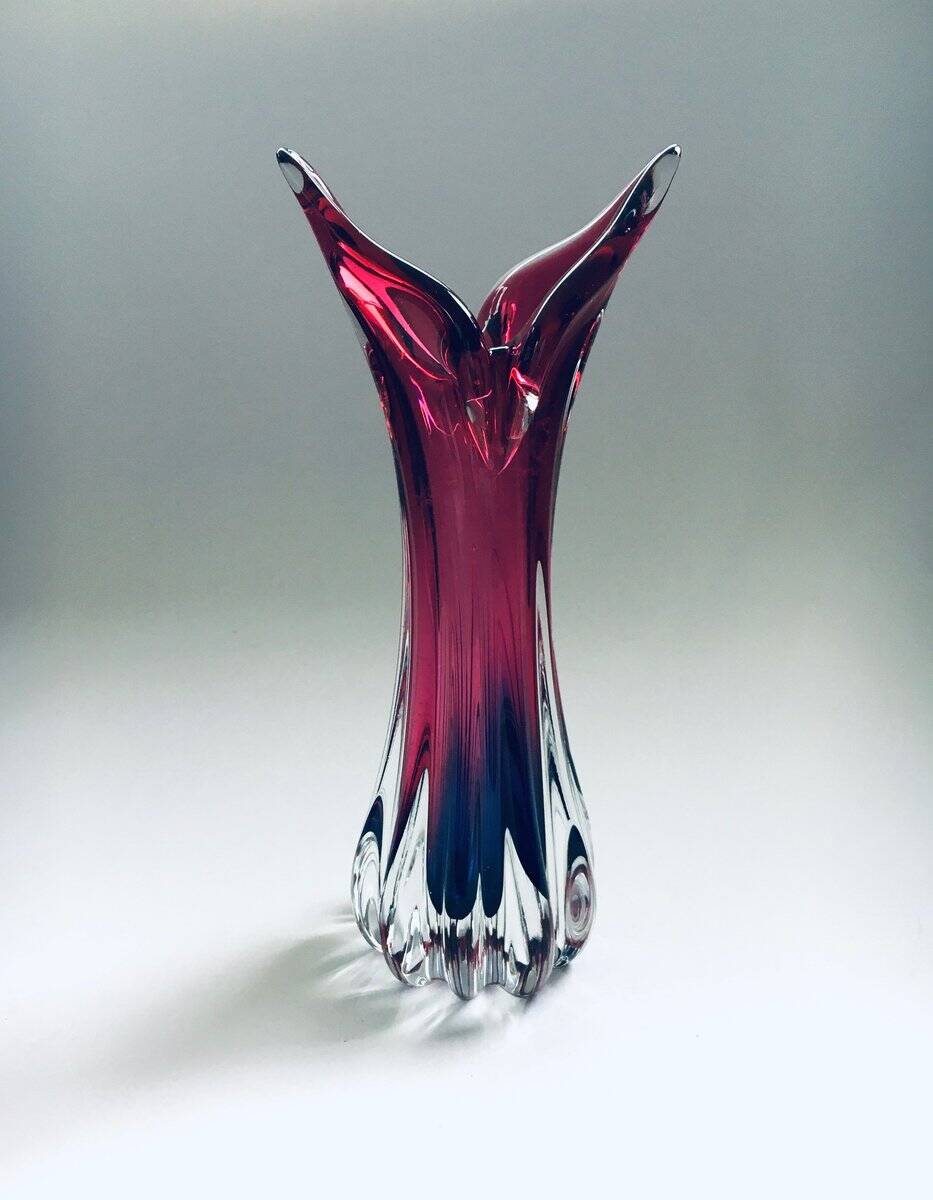 Czech Crystal Art Glass Beak Vase by Jozef Hospodka for Chribska Glassworks, 1950s