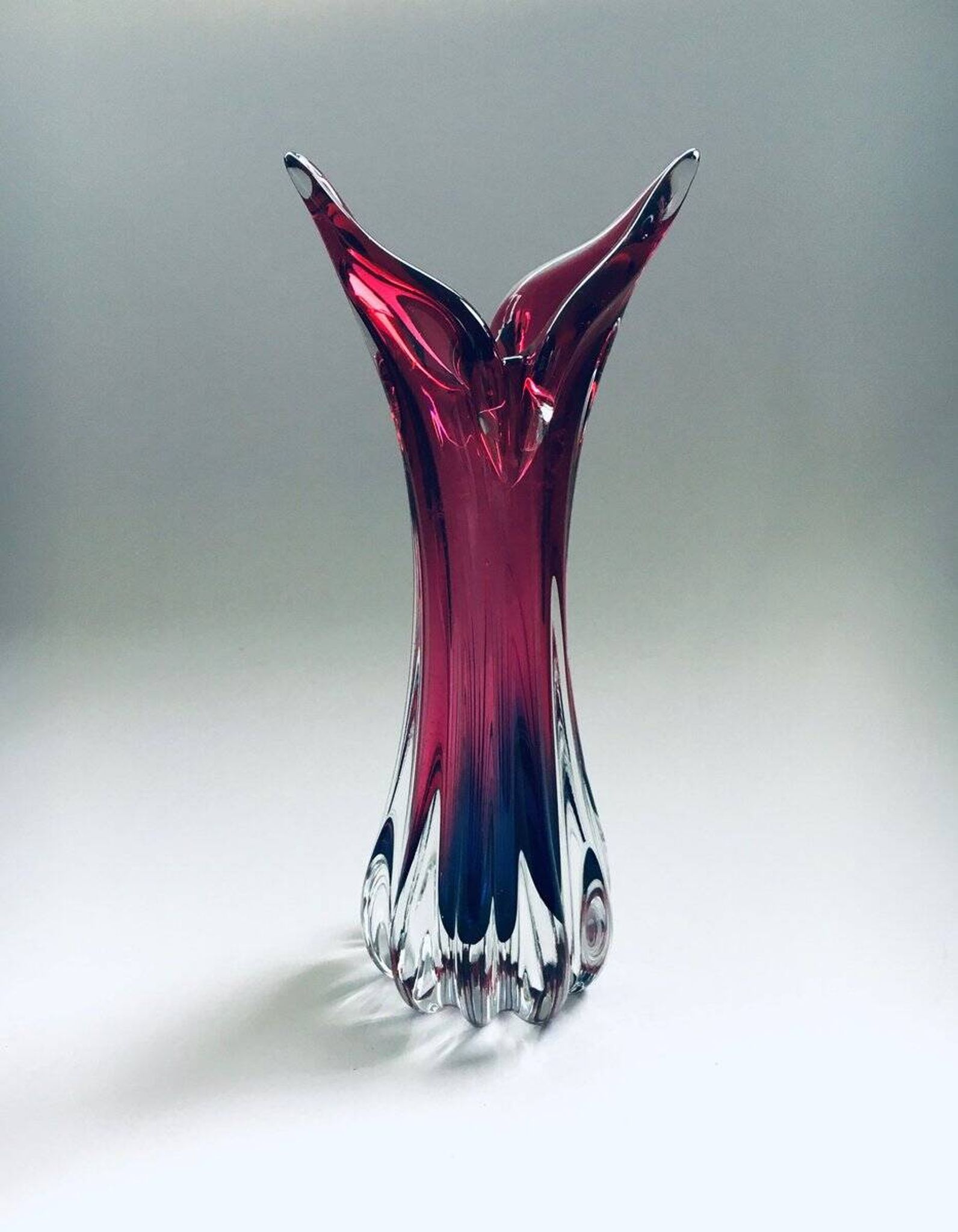 Czech Crystal Art Glass Beak Vase by Jozef Hospodka for Chribska Glassworks, 1950s