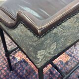 Série de 5 tabourets style industriel en métal et cuir, travail moderne