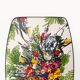 Table basse motif fleuri pieds fuseaux