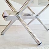 Table design basse chrome et verre fumé années 70