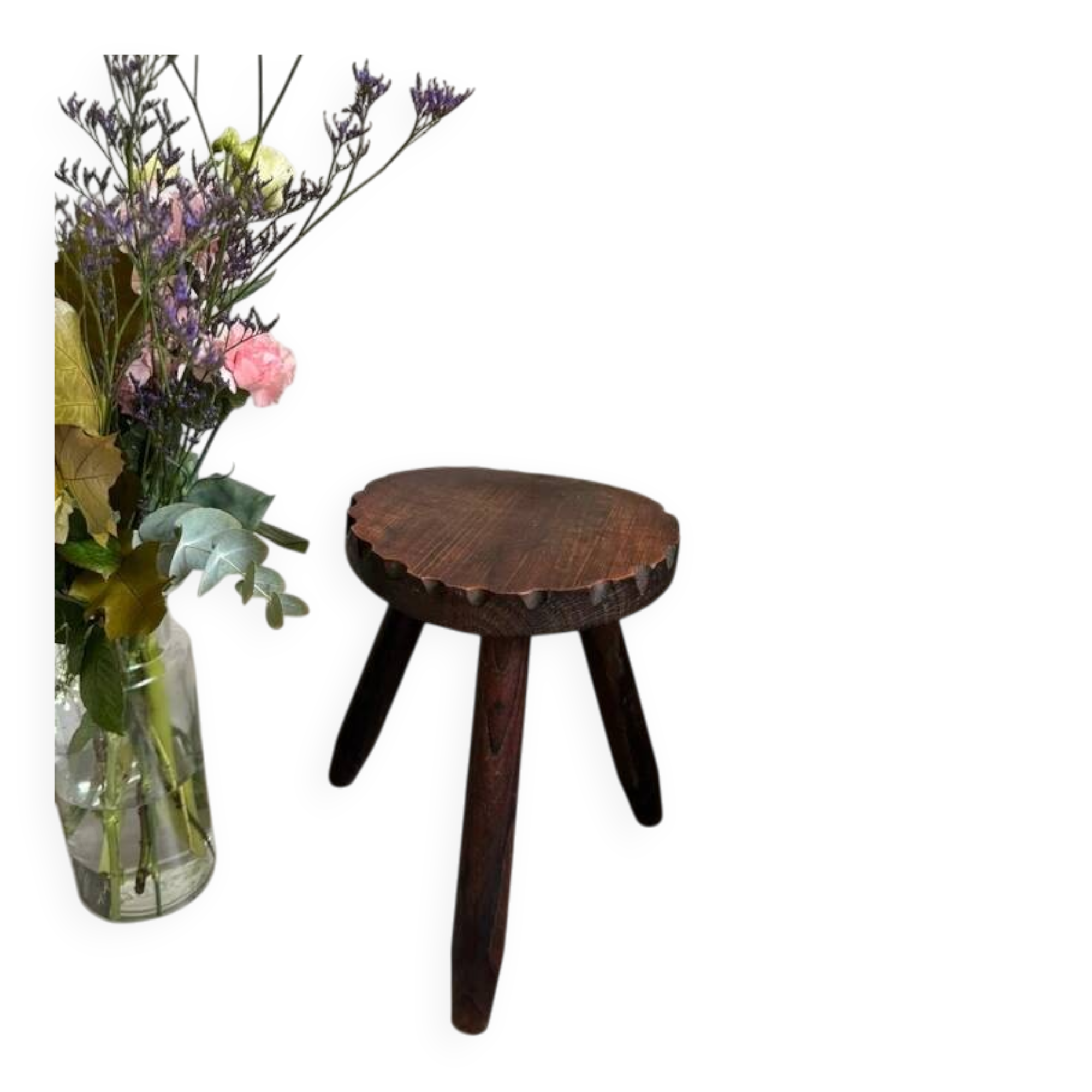 Vintage rustic tripod stool