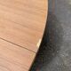 Renovated round extendable Scandinavian dining table in teak, 110cm.