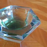 Cendrier en cristal ou verre avec de superbes reflets bleu vert
