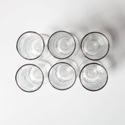 Set of 6 Vintage Italian Clear Wine Glasses Silver Rim Mid-Century Stemware