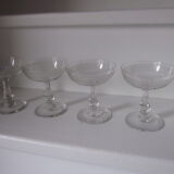 Set of 4 old champagne glasses