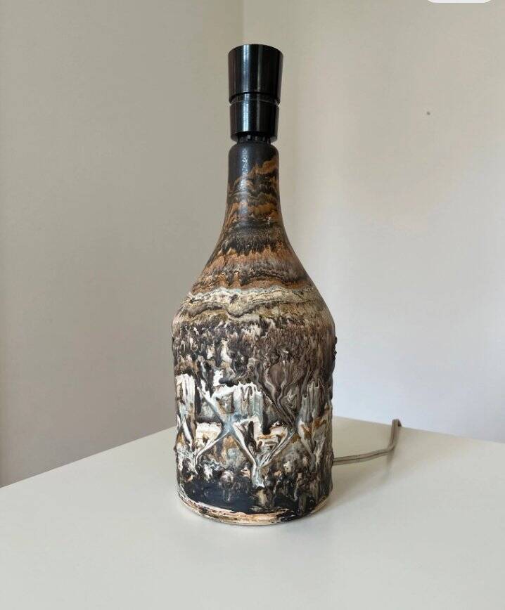 Vintage Danish stoneware table lamp by Birte Vedel Howards, 1960s