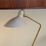 Vintage desk lamp in brass and gray lacquered metal, 1950s